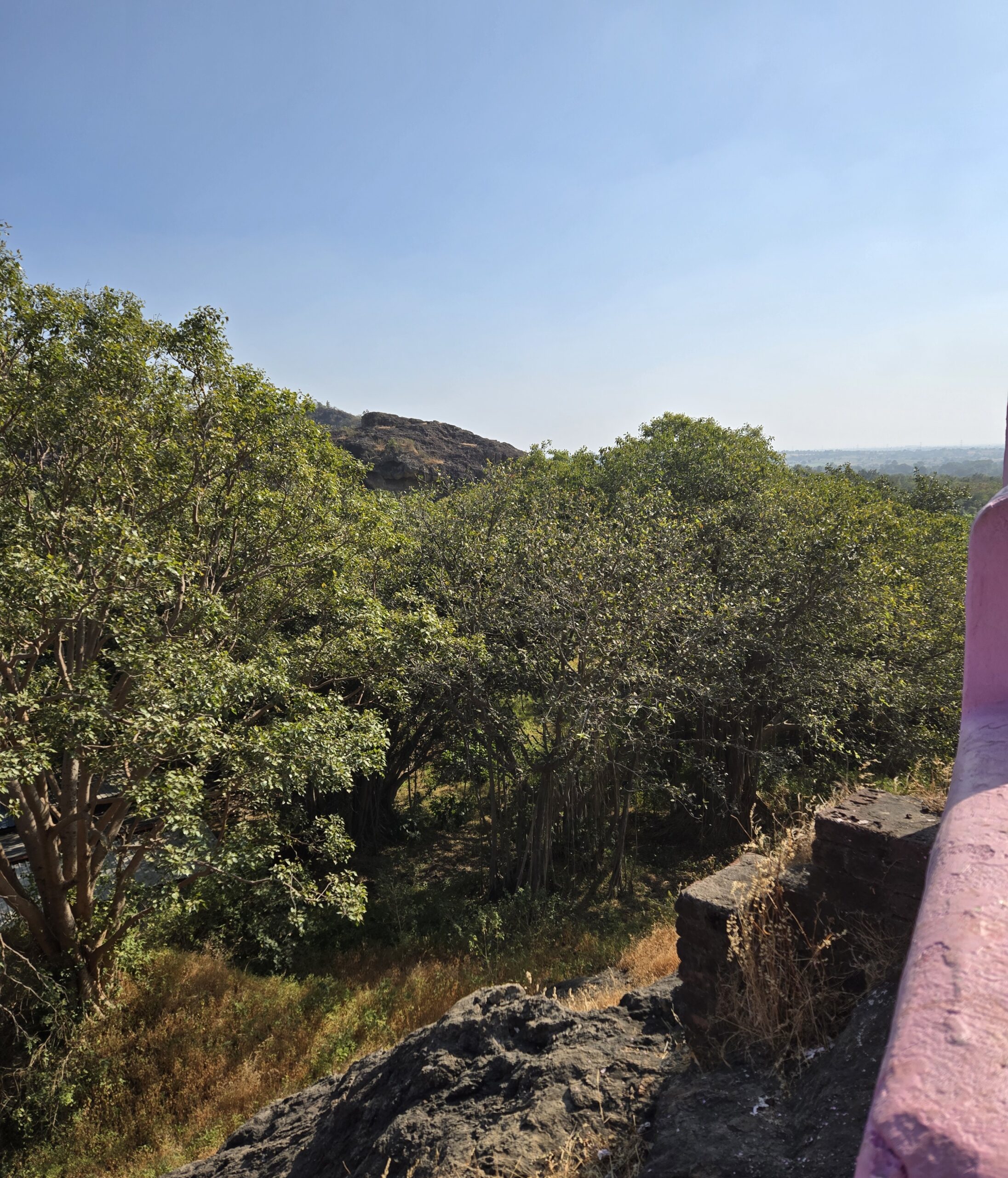 Pausing midway up Kadia Dungar to look toward the distant landscape