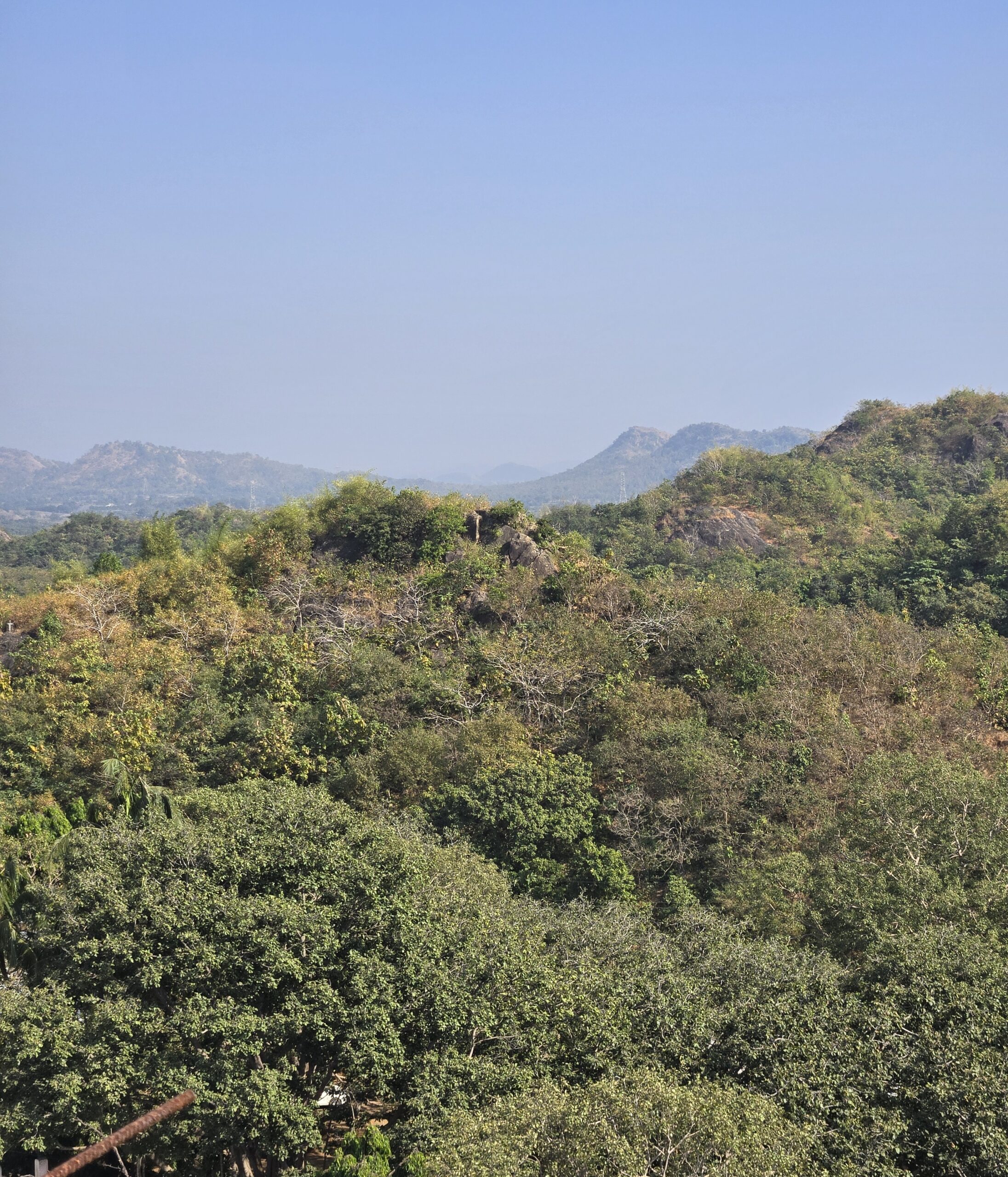 Distant mountain peaks viewed from Kadia Dungar in Gujarat
