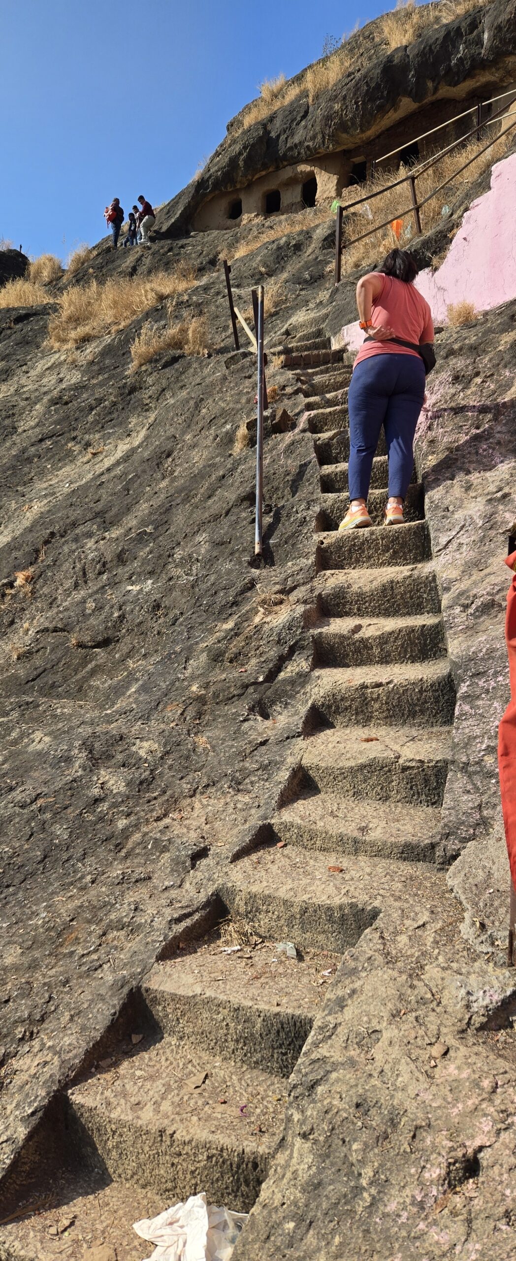 Close view of steps carved into the rock at Kadia Dungar