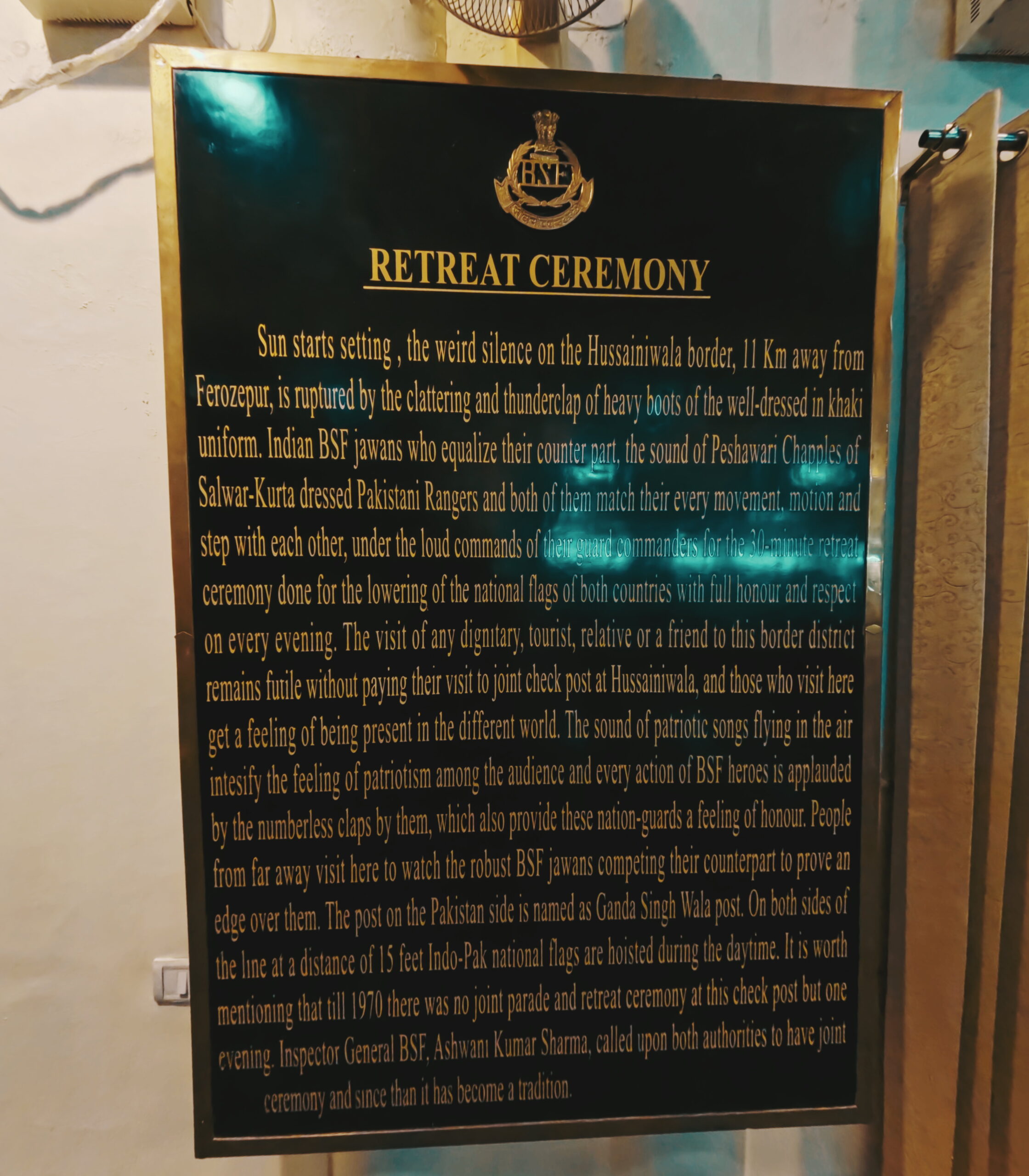 Historical exhibit inside the Hussainiwala border museum